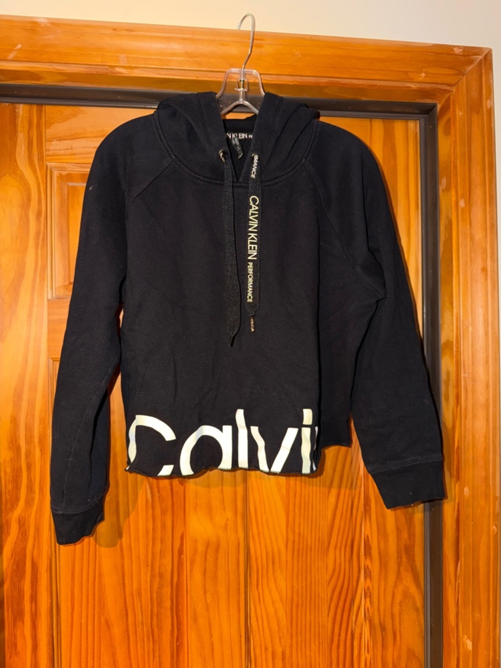 Calvin Klein Black Hoodie with White Logo Trim